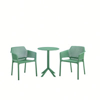 3-Piece Plastic Armchair Set For Bistro Dining - Ocean Plastic, Green Color