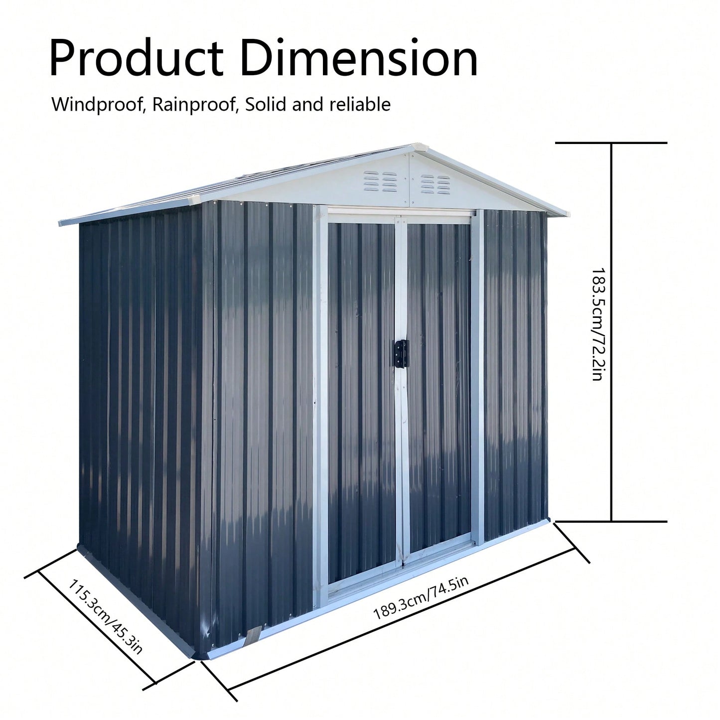 Spacious 6FT X 4FT Outdoor Storage Shed With Apex Roof In Grey For Garden And Backyard Organization