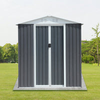 Spacious 6FT X 4FT Outdoor Storage Shed With Apex Roof In Grey For Garden And Backyard Organization