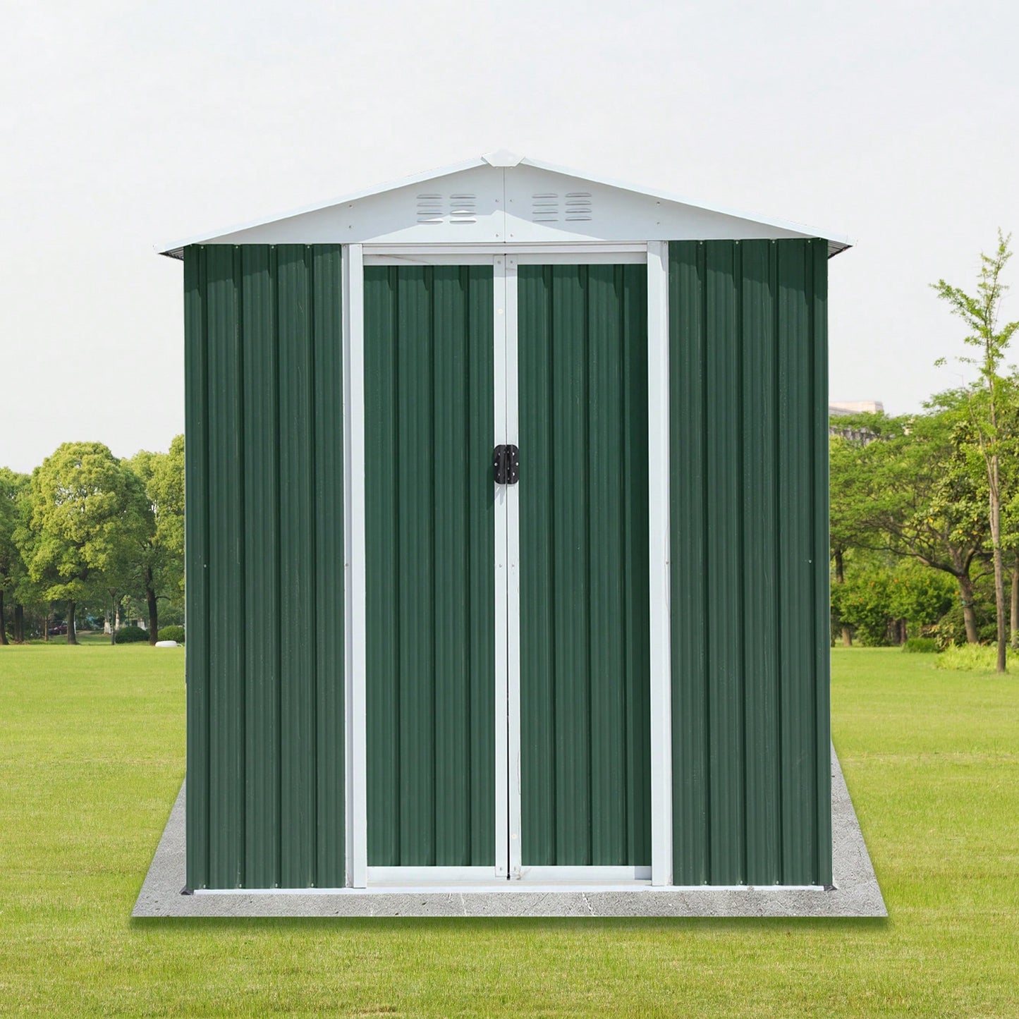 Spacious 6FTx4FT Outdoor Garden Shed With Apex Roof, Aluminum Alloy Frame & Sliding Door For Tool Storage