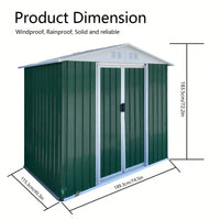 Spacious 6FTx4FT Outdoor Garden Shed With Apex Roof, Aluminum Alloy Frame & Sliding Door For Tool Storage