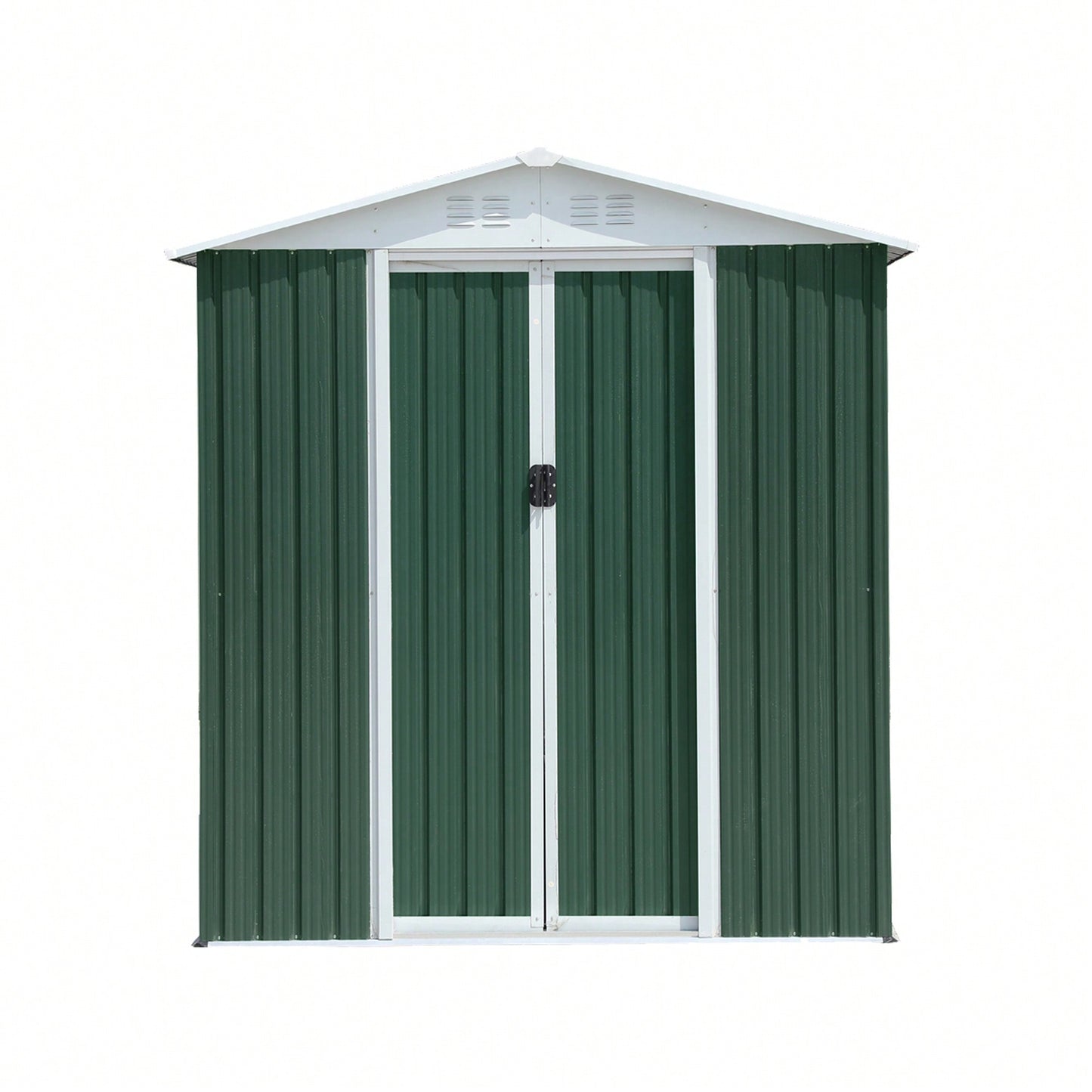 Spacious 6FTx4FT Outdoor Garden Shed With Apex Roof, Aluminum Alloy Frame & Sliding Door For Tool Storage