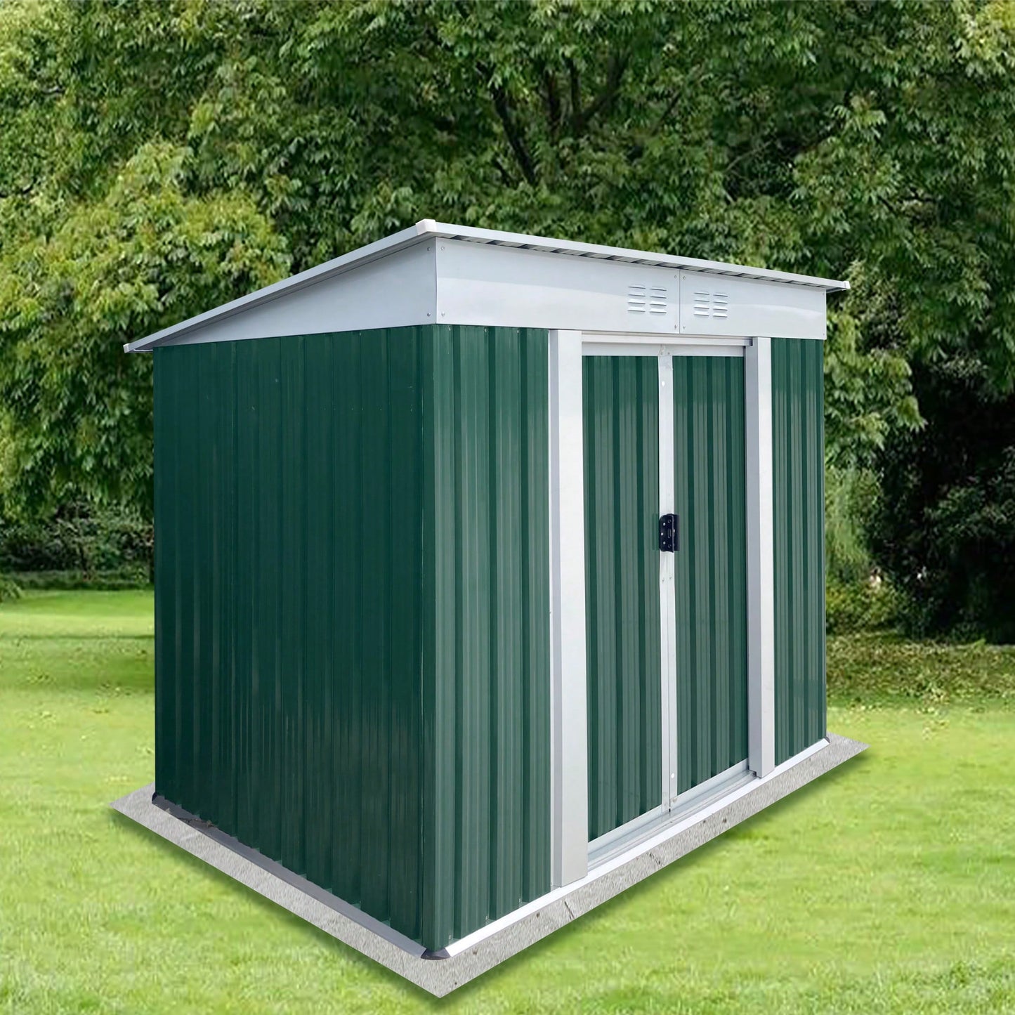 Spacious 6FTx4FT Outdoor Storage Shed With Pent Roof In Green - Perfect For Organizing Garden Equipment And Tools