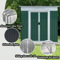 Spacious 6FTx4FT Outdoor Storage Shed With Pent Roof In Green - Perfect For Organizing Garden Equipment And Tools