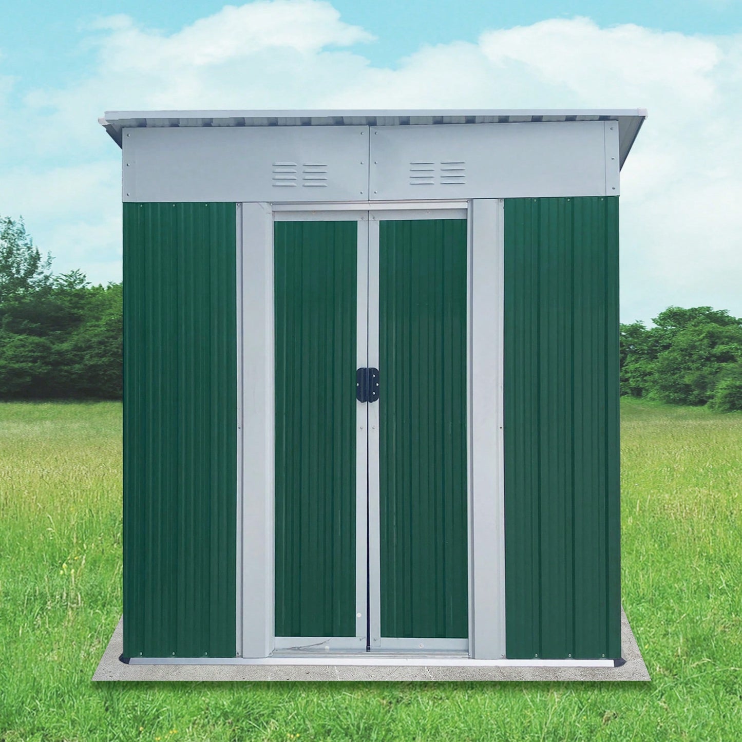 Durable 5FTx3FT Grey Outdoor Garden Shed For Tools And Bikes With Sliding Door And Aluminum Alloy Frame