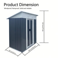 Durable 5FTx3FT Grey Outdoor Garden Shed For Tools And Bikes With Sliding Door And Aluminum Alloy Frame