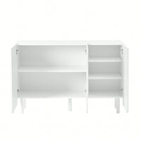 Minimalist White Shoe Cabinet with 5 Wooden Legs Adjustable Shelves and Wave Doors for Stylish Living Room Storage