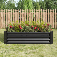 Rectangular Metal Raised Garden Bed For Flowers, Vegetables, And Herbs - 4ft X 2ft X 1ft - Durable Black Planter