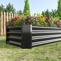 Rectangular Metal Raised Garden Bed For Flowers, Vegetables, And Herbs - 4ft X 2ft X 1ft - Durable Black Planter