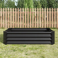 Rectangular Metal Raised Garden Bed For Flowers, Vegetables, And Herbs - 4ft X 2ft X 1ft - Durable Black Planter