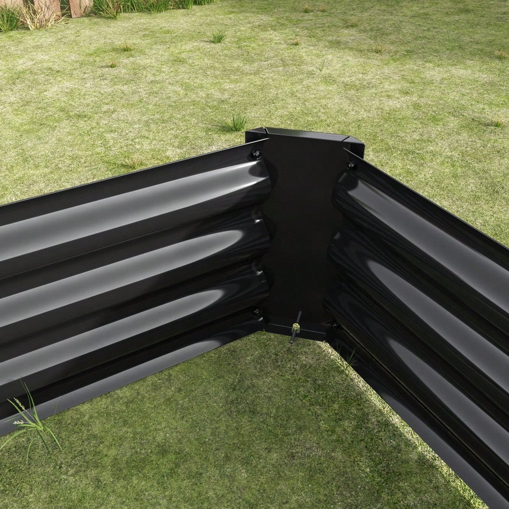 Rectangular Metal Raised Garden Bed For Flowers, Vegetables, And Herbs - 4ft X 2ft X 1ft - Durable Black Planter