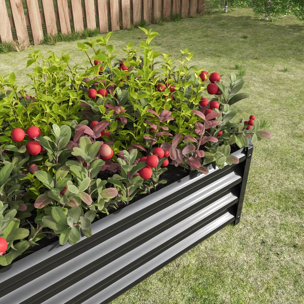 Rectangular Metal Raised Garden Bed For Flowers, Vegetables, And Herbs - 4ft X 2ft X 1ft - Durable Black Planter