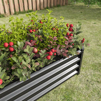 Rectangular Metal Raised Garden Bed For Flowers, Vegetables, And Herbs - 4ft X 2ft X 1ft - Durable Black Planter