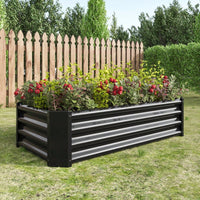 Rectangular Metal Raised Garden Bed For Flowers, Vegetables, And Herbs - 4ft X 2ft X 1ft - Durable Black Planter