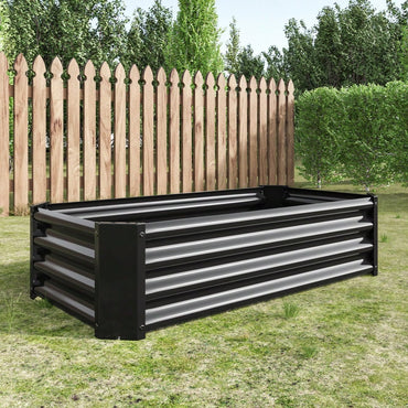 Rectangular Metal Raised Garden Bed For Flowers, Vegetables, And Herbs - 4ft X 2ft X 1ft - Durable Black Planter