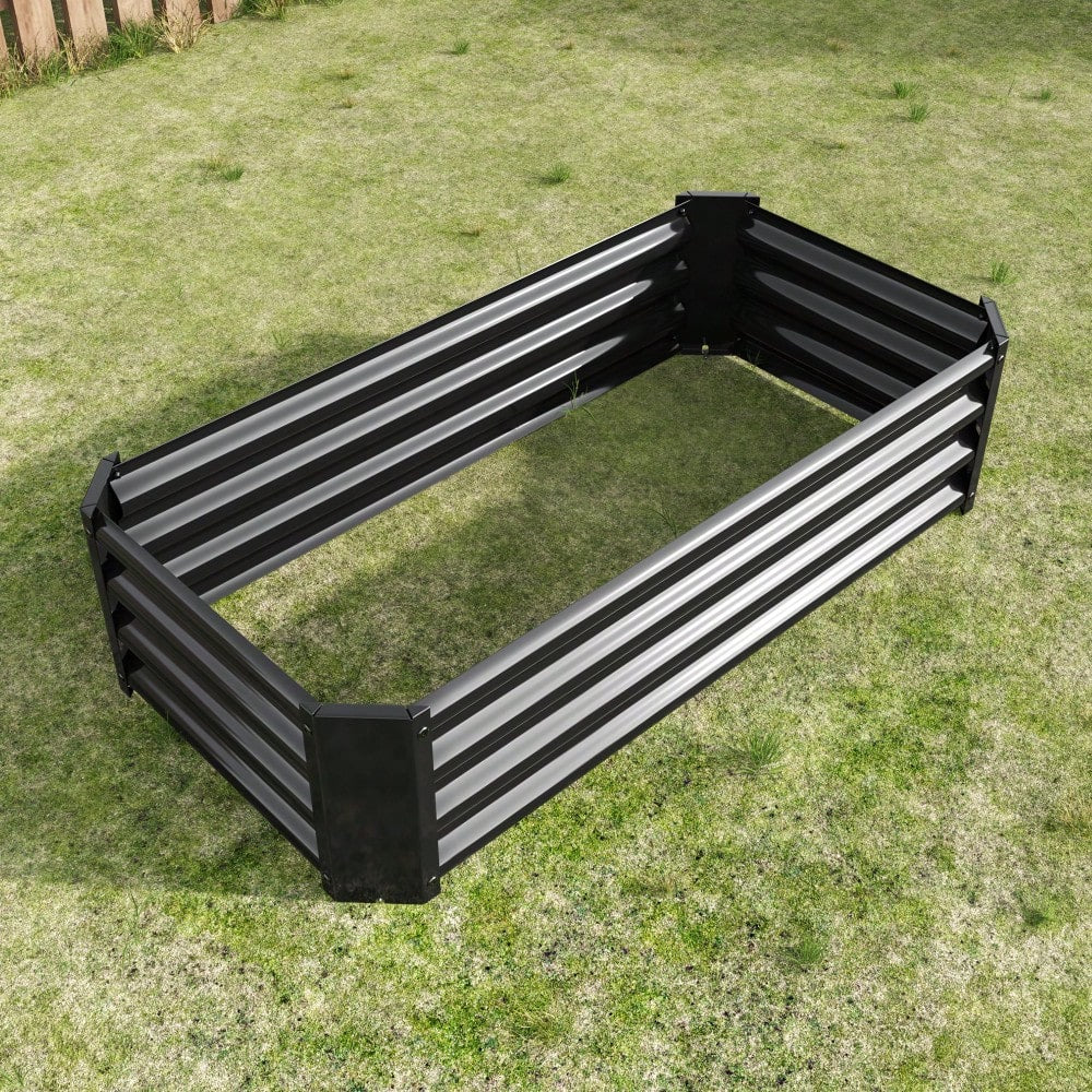 Rectangular Metal Raised Garden Bed For Flowers, Vegetables, And Herbs - 4ft X 2ft X 1ft - Durable Black Planter