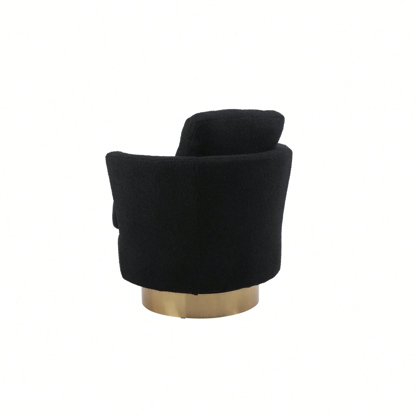 Comfy Swivel Barrel Chair For Living Room And Bedroom, Stylish Accent Armchair With Gold Stainless Steel Base (Black)