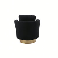 Comfy Swivel Barrel Chair For Living Room And Bedroom, Stylish Accent Armchair With Gold Stainless Steel Base (Black)