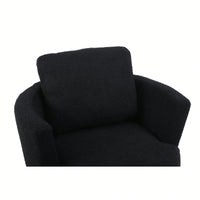 Comfy Swivel Barrel Chair For Living Room And Bedroom, Stylish Accent Armchair With Gold Stainless Steel Base (Black)