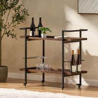 Elegant Multi-Tiered Bar Cart With Stylish Wheels For Entertaining And Serving Drinks