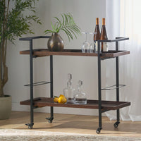 Elegant Multi-Tiered Bar Cart With Stylish Wheels For Entertaining And Serving Drinks