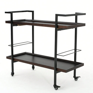 Elegant Multi-Tiered Bar Cart With Stylish Wheels For Entertaining And Serving Drinks