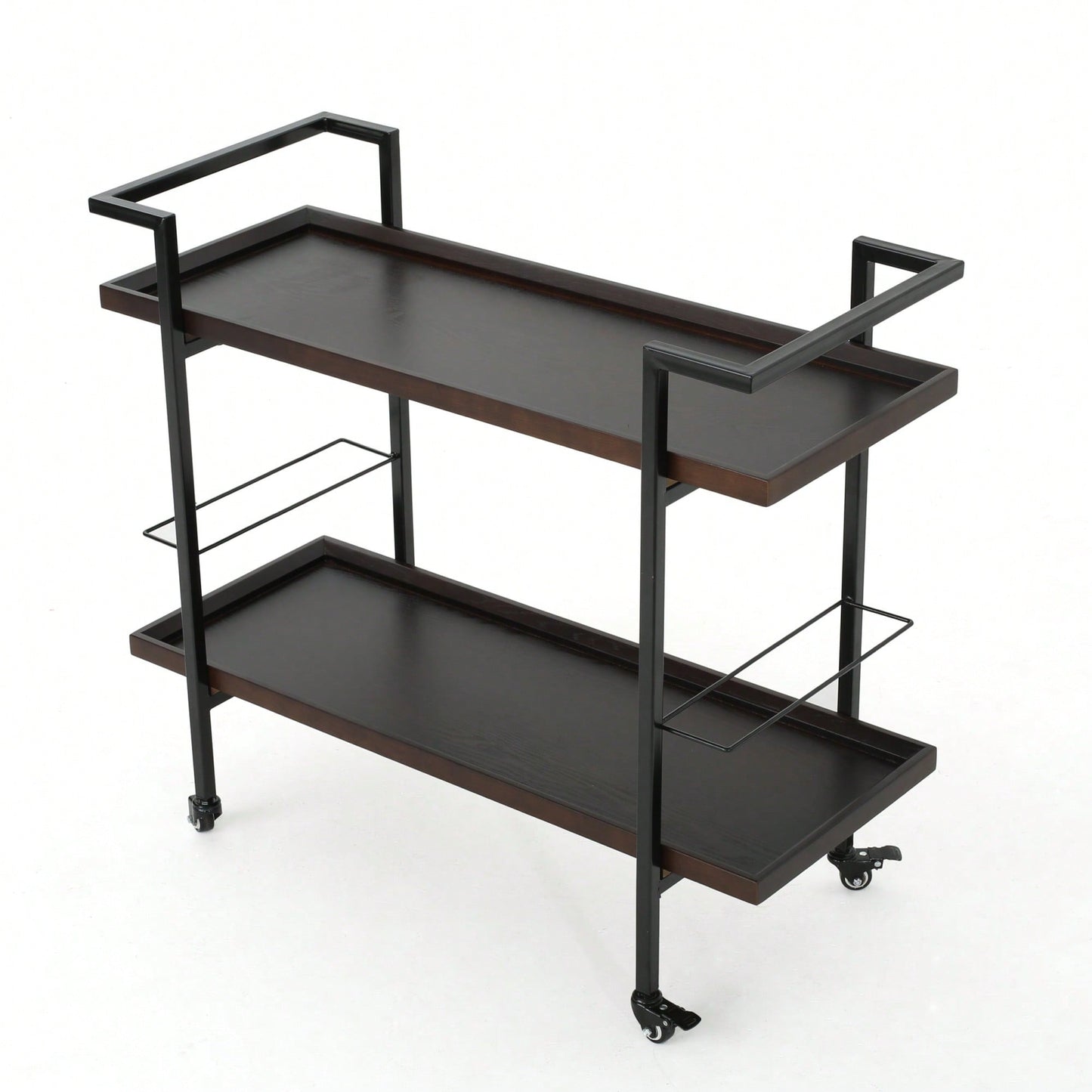 Elegant Multi-Tiered Bar Cart With Stylish Wheels For Entertaining And Serving Drinks