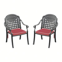 Set Of 2 Cast Aluminum Patio Dining Chairs With Cushions In Assorted Colors And Black Frame