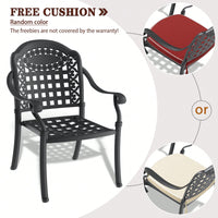 Set Of 2 Cast Aluminum Patio Dining Chairs With Cushions In Assorted Colors And Black Frame