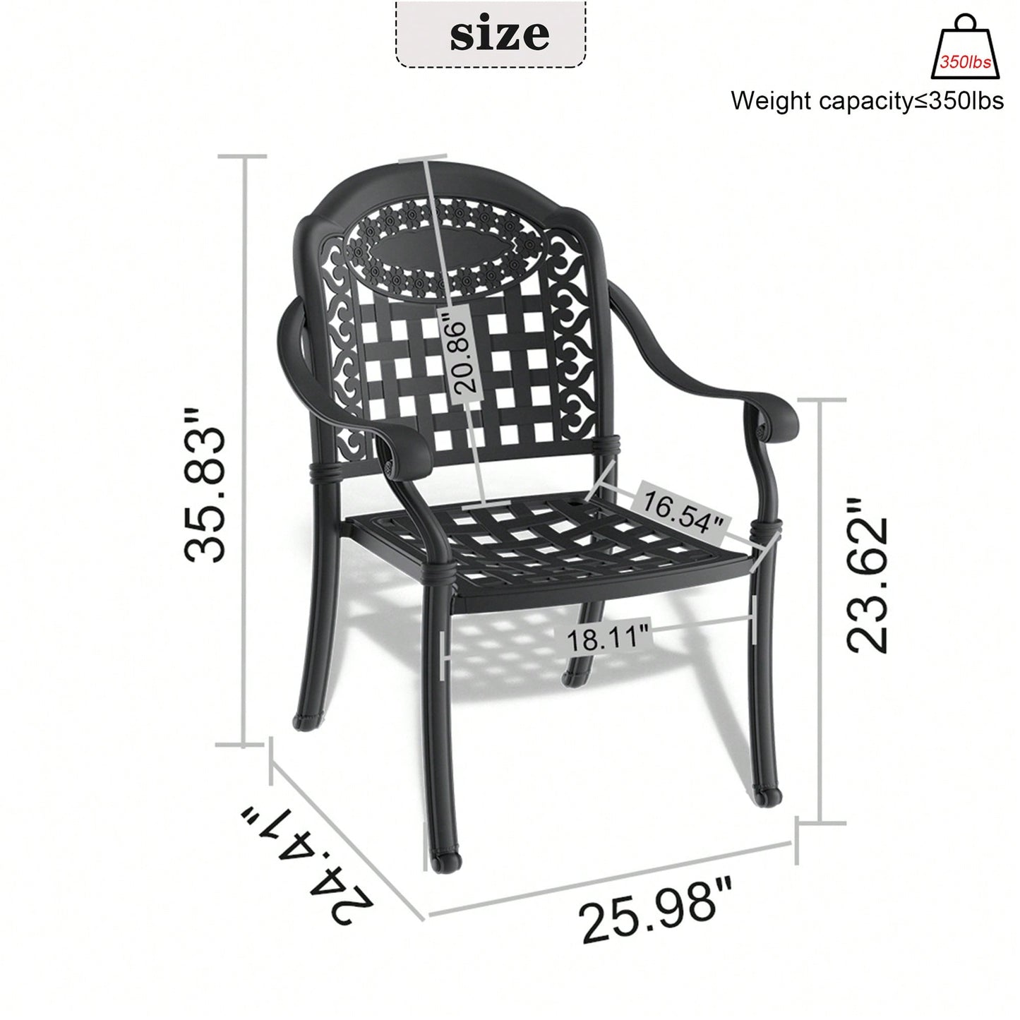 Set Of 2 Cast Aluminum Patio Dining Chairs With Cushions In Assorted Colors And Black Frame