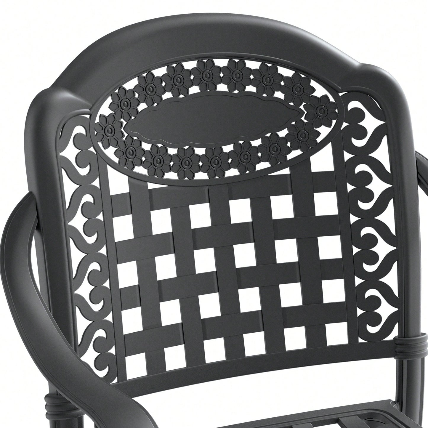 Set Of 2 Cast Aluminum Patio Dining Chairs With Cushions In Assorted Colors And Black Frame