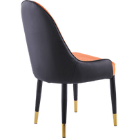 Contemporary Upholstered Leather Dining Chairs Set Of 2 With Stylish Black Legs And Plastic Tube Plugs