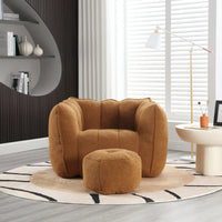 Cozy Square Foam Bean Bag Chair for Living Room Bedroom Gaming Reading with Footstool