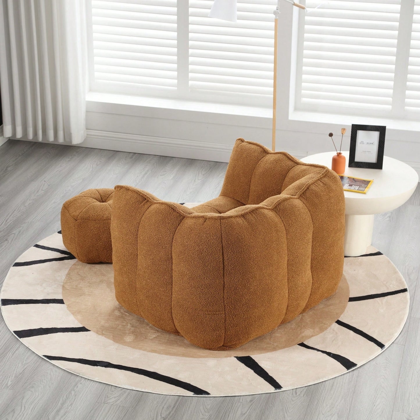 Cozy Square Foam Bean Bag Chair for Living Room Bedroom Gaming Reading with Footstool