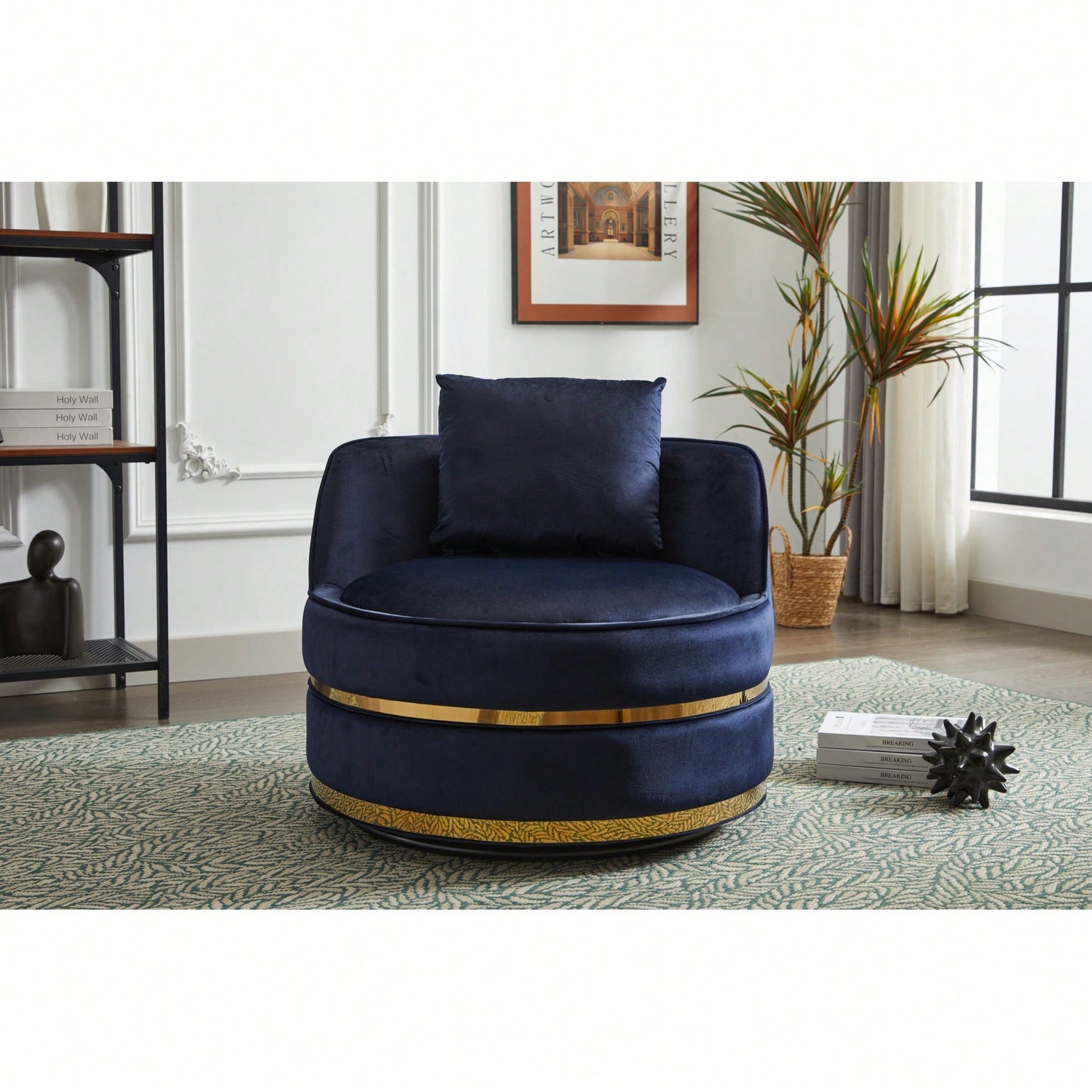 360-Degree Swivel Accent Chair - Stylish Barrel Design For Living Room Or Bedroom Comfort