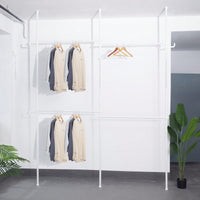 Adjustable Double Clothing Rack - Heavy-Duty 2-Tier Freestanding Closet System For Clothes Storage - White