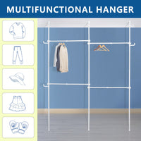 Adjustable Double Clothing Rack - Heavy-Duty 2-Tier Freestanding Closet System For Clothes Storage - White