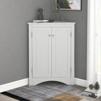 Stylish Freestanding White Triangle Bathroom Storage Cabinet With Adjustable Shelves For Kitchen And Home Organization