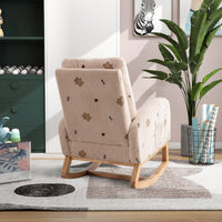 Mustard Boucle Mid-Century Rocking Chair with Side Pocket for Nursery Living Room or Kids Bedroom