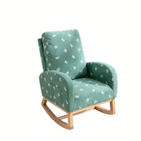 Mustard Boucle Mid-Century Rocking Chair with Side Pocket for Nursery Living Room or Kids Bedroom