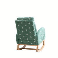 Mustard Boucle Mid-Century Rocking Chair with Side Pocket for Nursery Living Room or Kids Bedroom