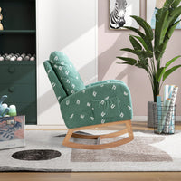 Mustard Boucle Mid-Century Rocking Chair with Side Pocket for Nursery Living Room or Kids Bedroom