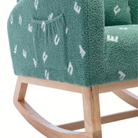 Mustard Boucle Mid-Century Rocking Chair with Side Pocket for Nursery Living Room or Kids Bedroom