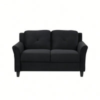 Chic Double-Seater Black Fabric Sofa For Stylish Living Rooms