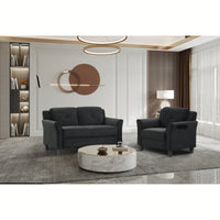 Chic Double-Seater Black Fabric Sofa For Stylish Living Rooms