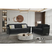 Chic Double-Seater Black Fabric Sofa For Stylish Living Rooms