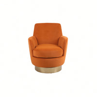 Vibrant Orange Velvet Swivel Barrel Chair with Gold Base - Cozy Accent Armchair for Living Room and Bedroom