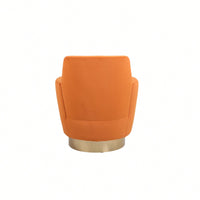 Vibrant Orange Velvet Swivel Barrel Chair with Gold Base - Cozy Accent Armchair for Living Room and Bedroom