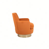 Vibrant Orange Velvet Swivel Barrel Chair with Gold Base - Cozy Accent Armchair for Living Room and Bedroom