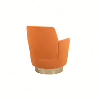 Vibrant Orange Velvet Swivel Barrel Chair with Gold Base - Cozy Accent Armchair for Living Room and Bedroom